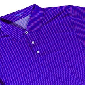 B Draddy Sport Performance Colorful Purple Striped Golf Polo Shirt Mens Medium